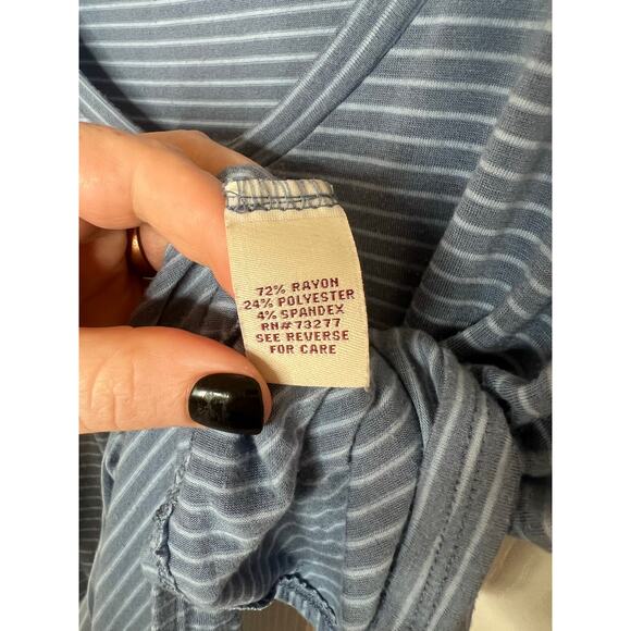 Mudd Women's Y2K Gray Blue Striped Long Sleeve Shirt Side Slit Size Small - Picture 9 of 9